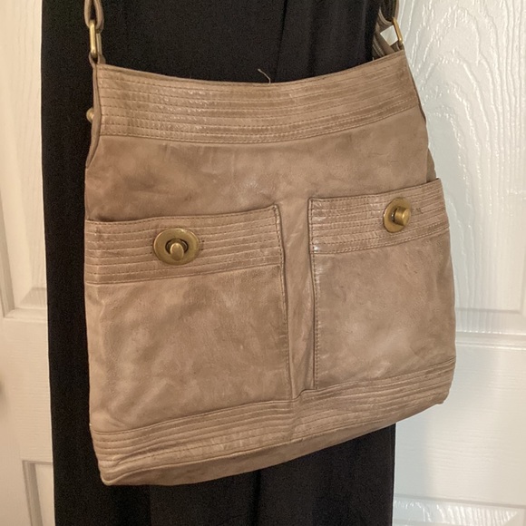 Cadelle Real Leather VintageTaupe Purse Crossbody Shoulder Bag EUC - Picture 8 of 10